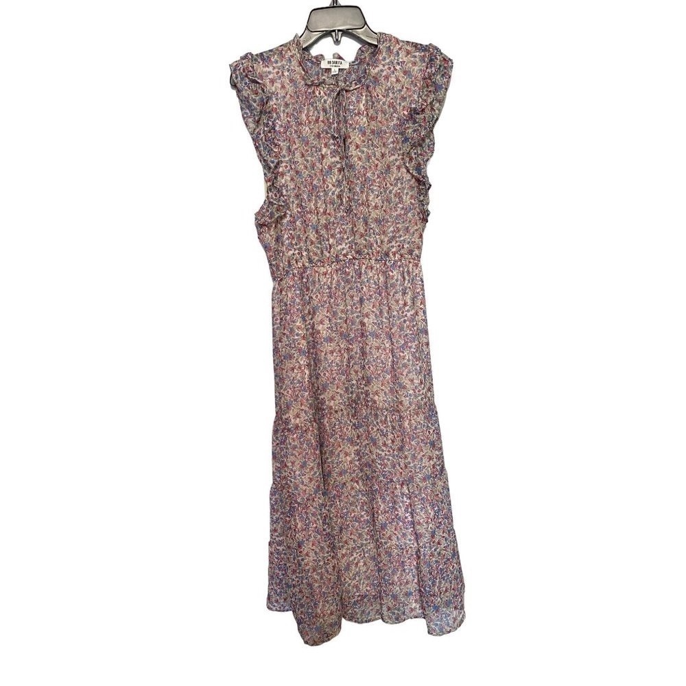 BB‎ Dakota Steve Madden Floral Ruffle Tiered Prairie Chiffon Maxi Dress Sz Large